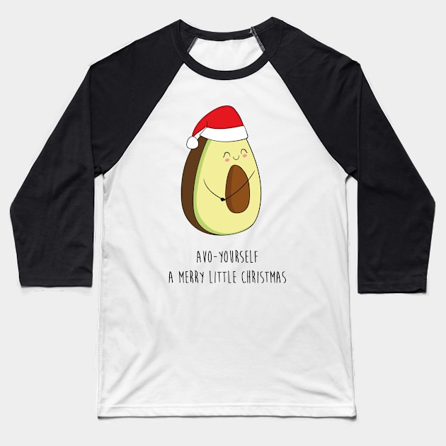 Avo-Yourself A Merry Christmas- Funny Avocado Christmas Gift Baseball T-Shirt by Dreamy Panda Designs